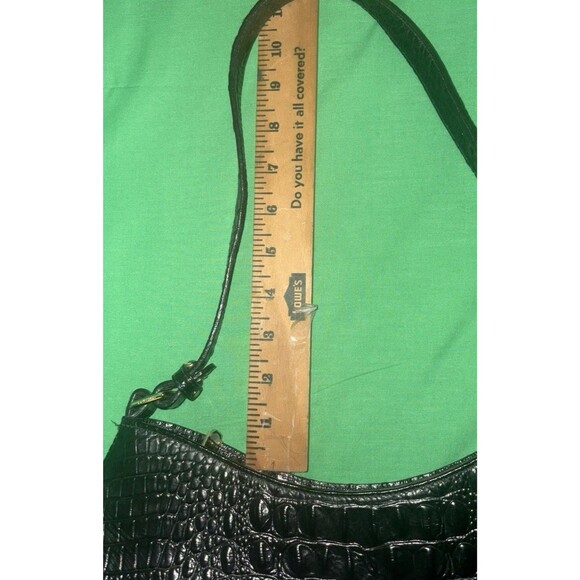 BRAHMIN CAYSON BLACK MELBOURNE LEATHER SMALL HOBO SHOULDER BAG Croc Embossed - Picture 13 of 14